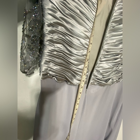 My queen silver FORMAL MODEST MOTHER OF THE BRIDE GROOM DRESS M - Picture 12 of 15